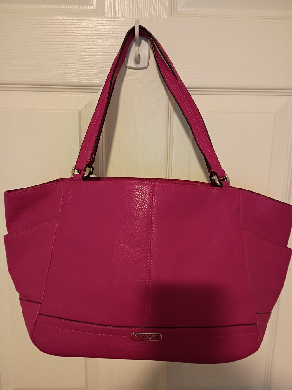 Bright Pink Butter Soft Leather CoachTote Bag W Matching Kate Spade Wallet - Picture 2 of 6